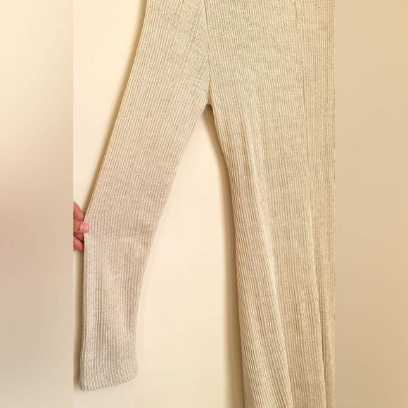 Topshop Women’s 8 Beige Knit Open Back Midi Dress Long Sleeve Bodycon Stretch - Picture 10 of 12